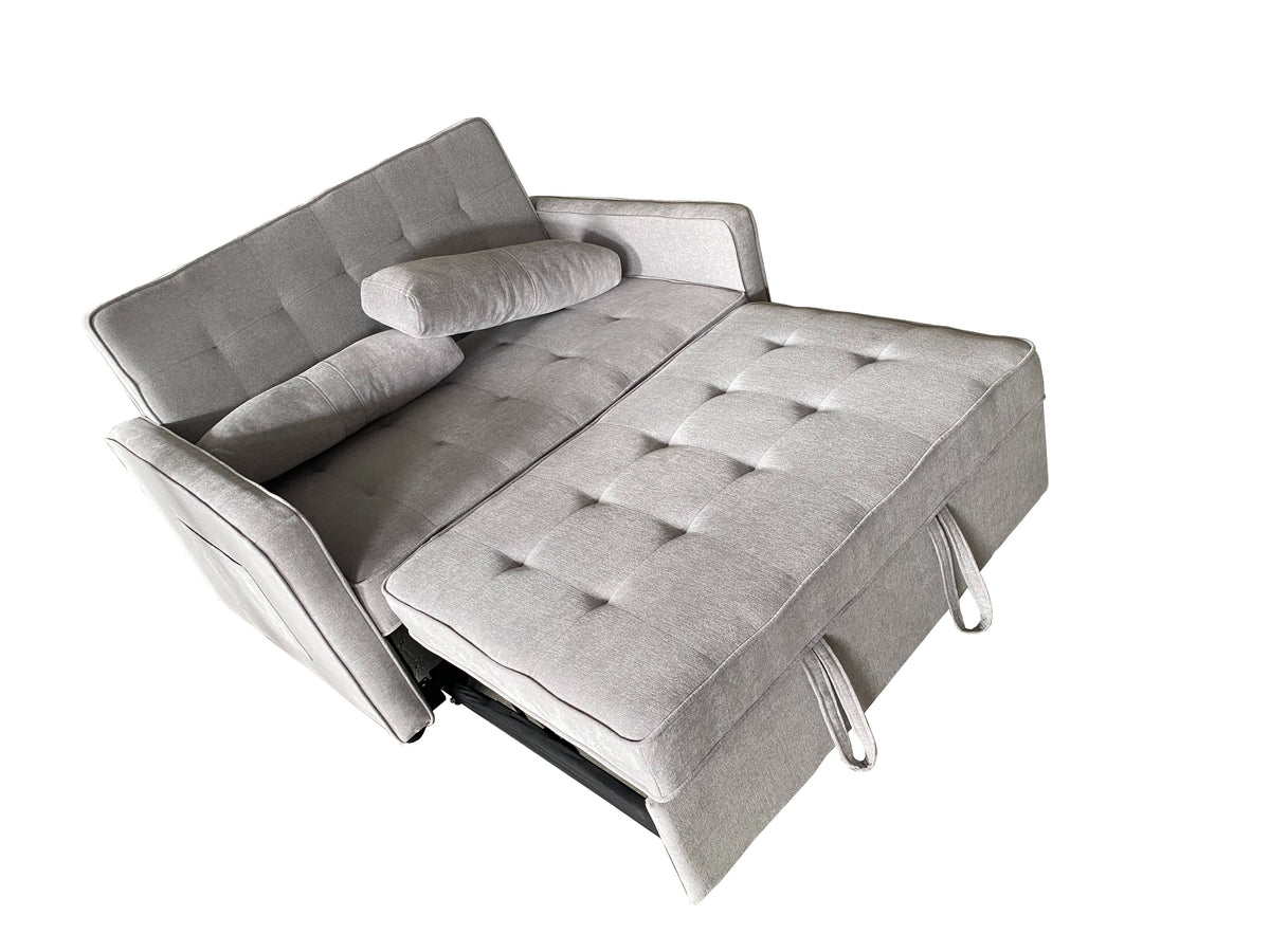 Linen 2-Seater Sofa Bed with Hidden Pull-Out Mattress