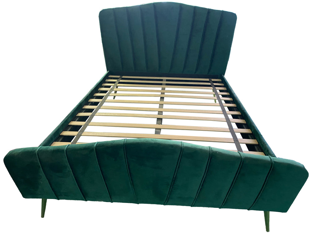 Emerald Green Dutch Velvet Bed Frame – Queen Size