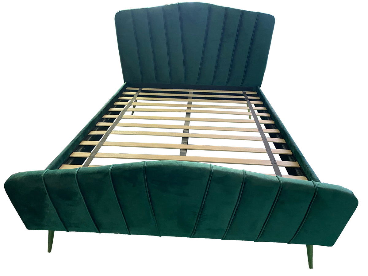 Emerald Green Dutch Velvet Bed Frame – Queen Size