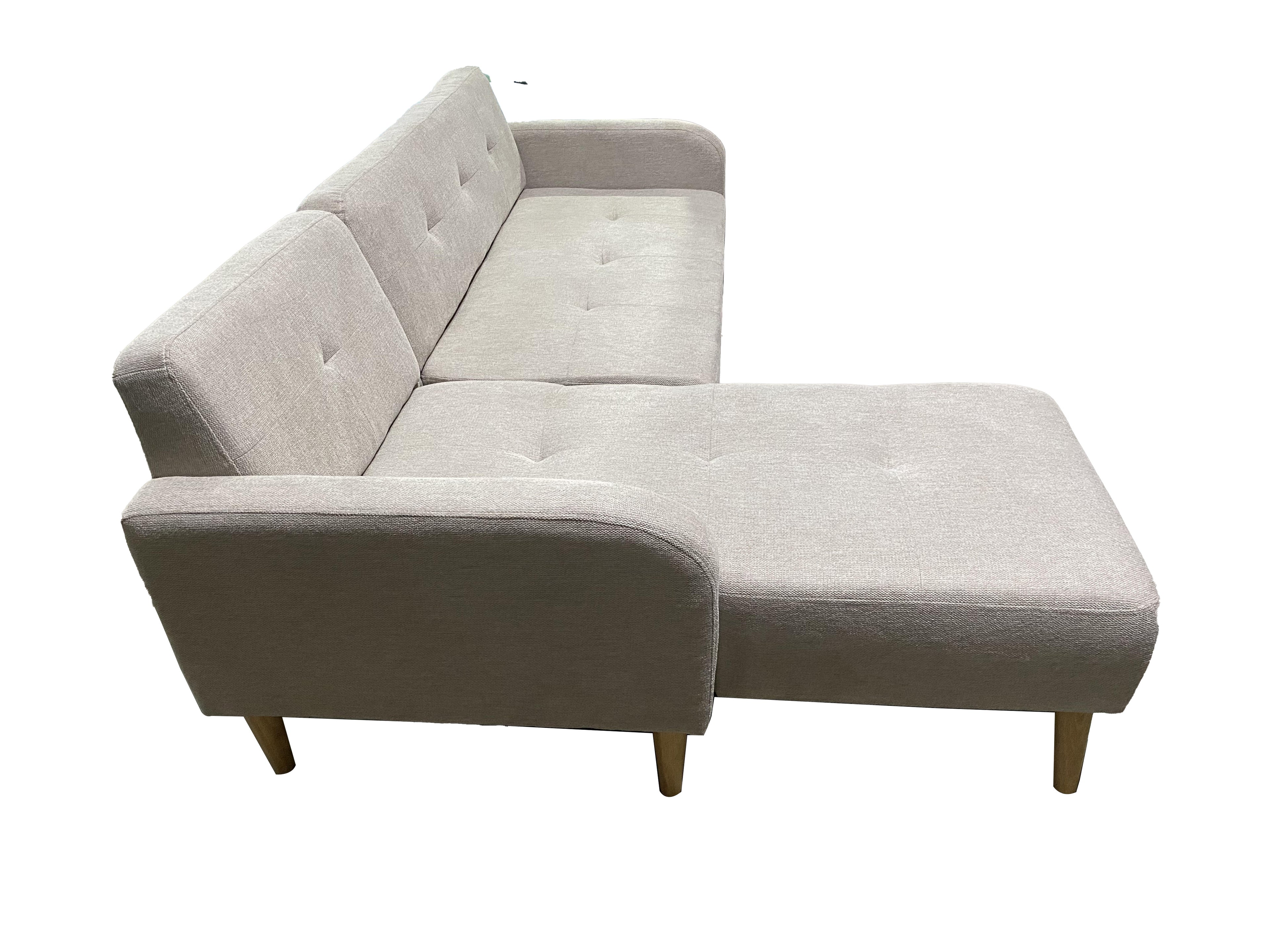 Linen 3-Seat + Chaise Corner Sofa with Rubber Wood Legs