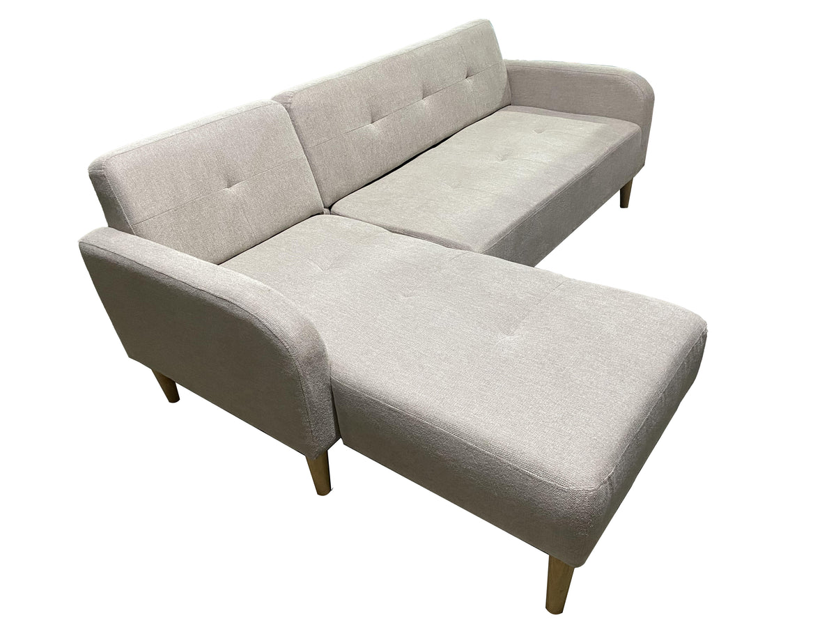 Linen 3-Seat + Chaise Corner Sofa with Rubber Wood Legs