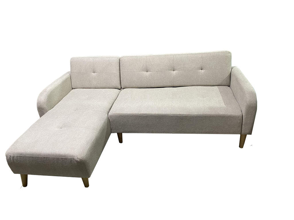 Linen 3-Seat + Chaise Corner Sofa with Rubber Wood Legs