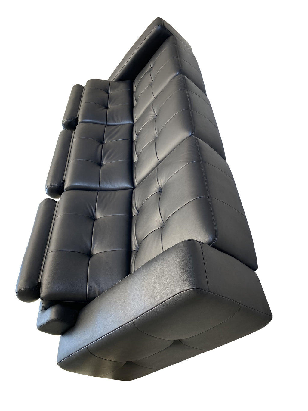 Electric Recliner Sofa Bed | Top-Grain Black Leather | 3-Seat Independent Control