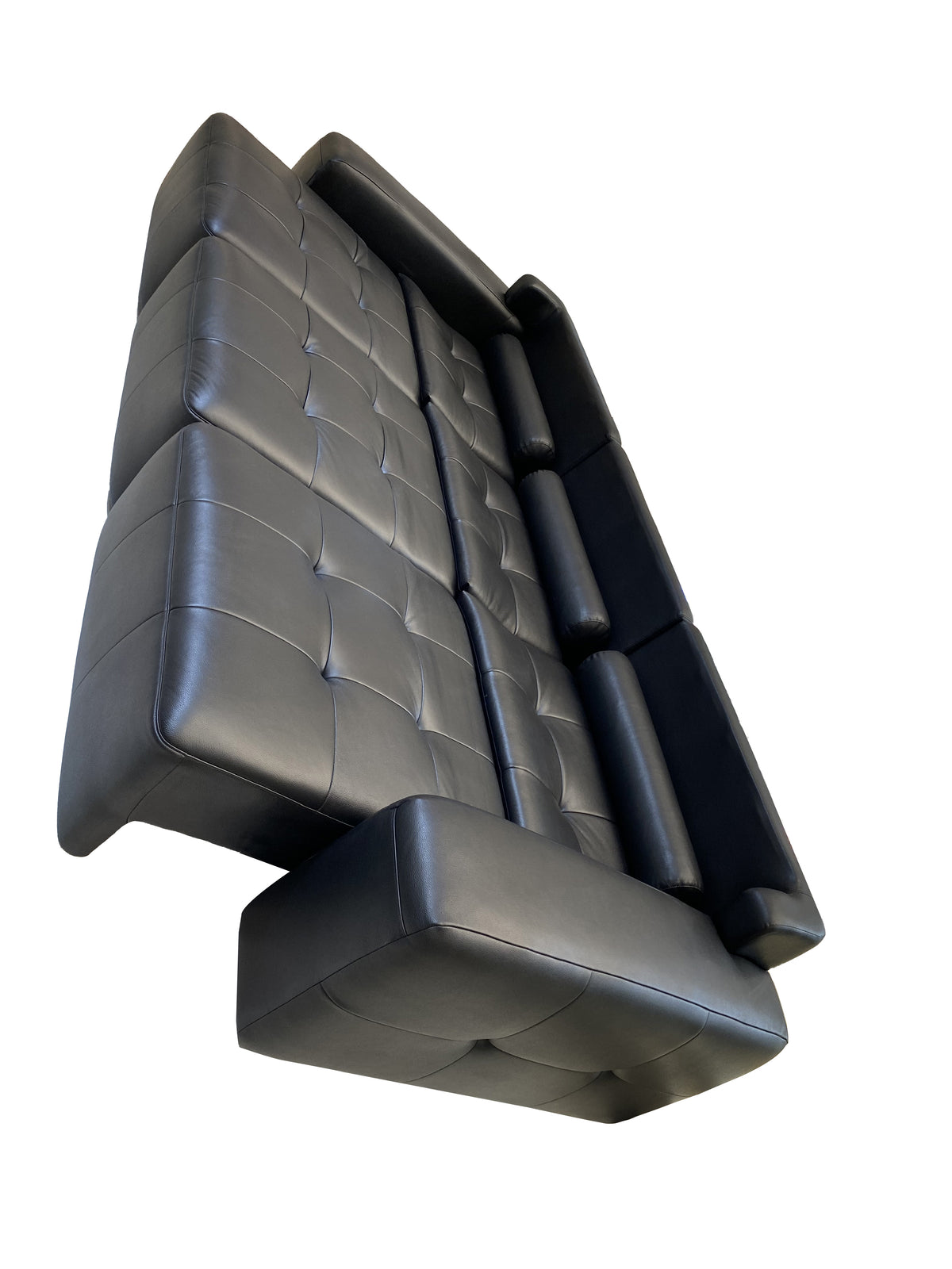 Electric Recliner Sofa Bed | Top-Grain Black Leather | 3-Seat Independent Control