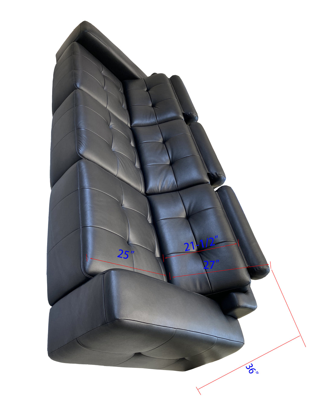 Electric Recliner Sofa Bed | Top-Grain Black Leather | 3-Seat Independent Control
