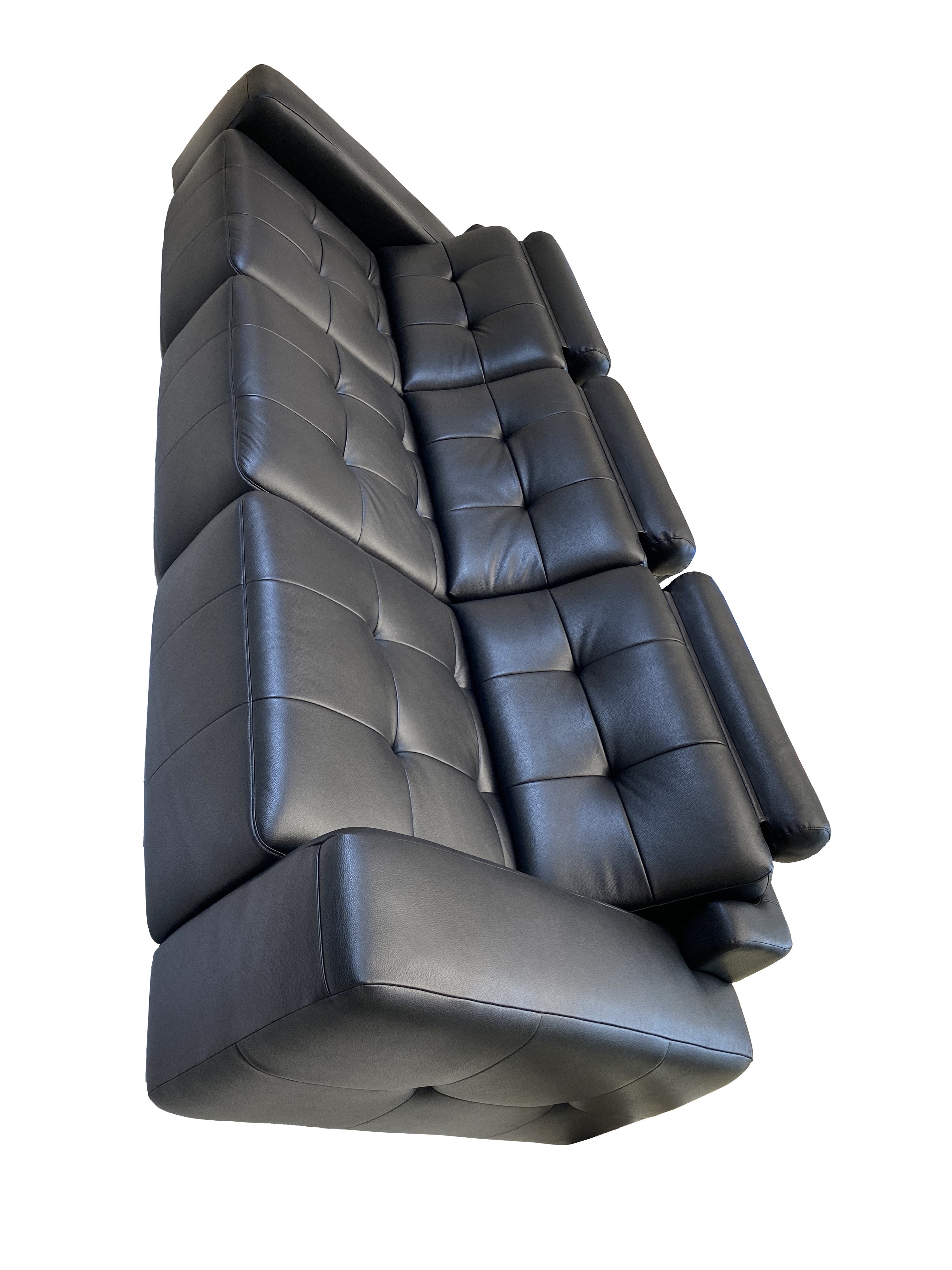 Electric Recliner Sofa Bed | Top-Grain Black Leather | 3-Seat Independent Control