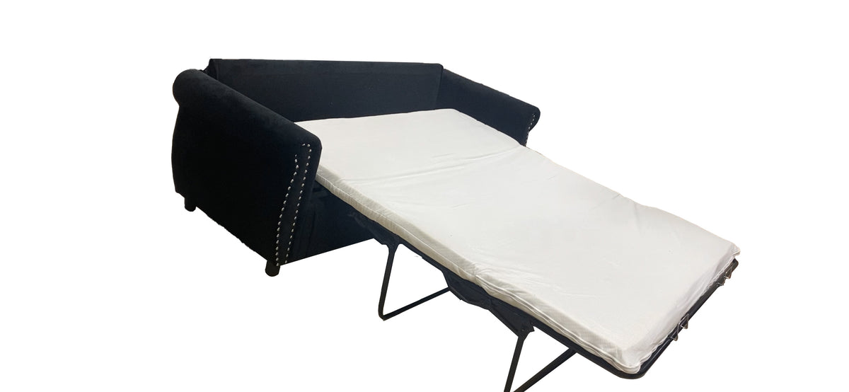 Black Dutch Velvet Sofa Bed with Hidden Pull-Out Mattress | 160×200cm