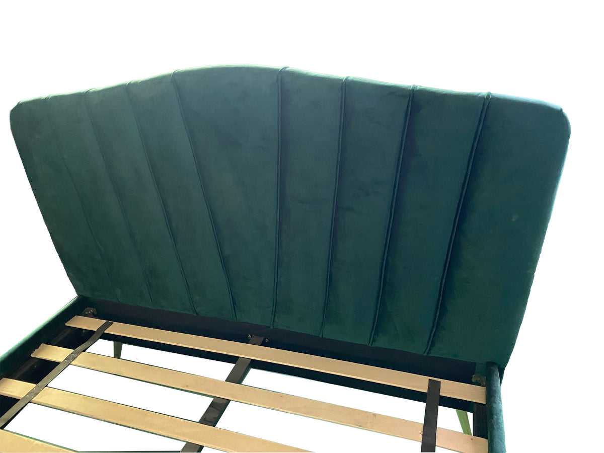 Emerald Green Dutch Velvet Bed Frame – Queen Size