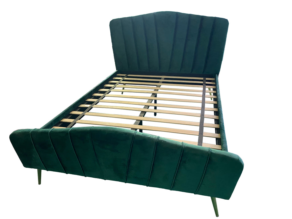 Emerald Green Dutch Velvet Bed Frame – Queen Size