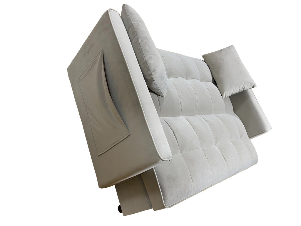 Grey Dutch Velvet 2-Seater Sofa Bed with Hidden Pull-Out Bed