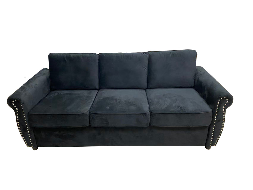 Black Dutch Velvet Sofa Bed with Hidden Pull-Out Mattress | 160×200cm