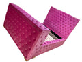 Pink Dutch Velvet Bed Frame with Hidden 42" TV Lift & All-Around Button Tufting