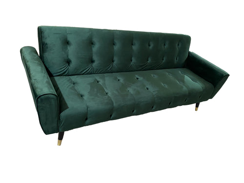 Dutch Velvet Sofa Bed with Solid Rubber Wood Legs