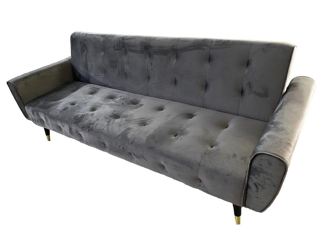 Dutch Velvet Sofa Bed with Solid Rubber Wood Legs