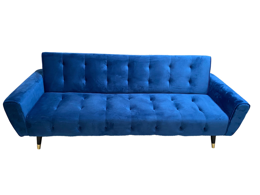 Dutch Velvet Sofa Bed with Solid Rubber Wood Legs