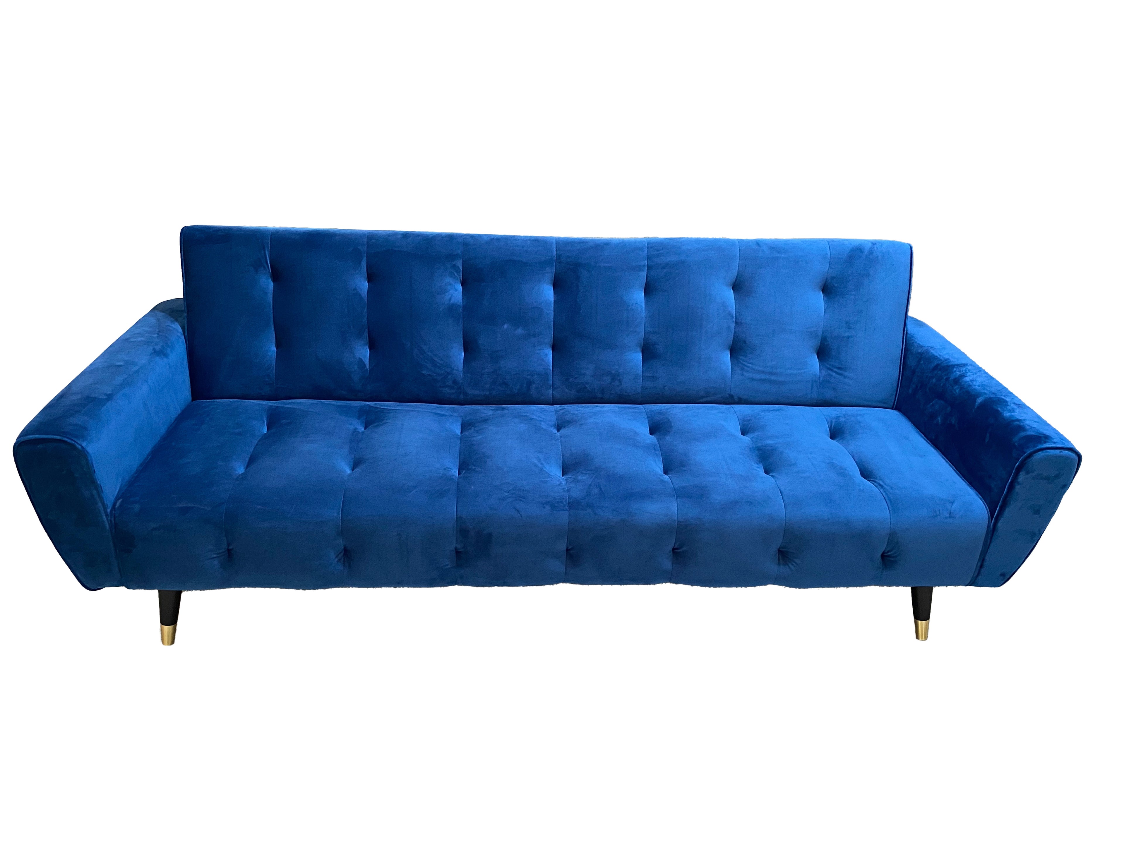 Dutch Velvet Sofa Bed with Solid Rubber Wood Legs