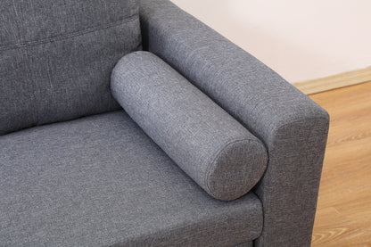 Grey Linen Sofa Bed | Chaise Lounge with Storage | 3-Seater Hidden Pull-Out Bed | Left & Right Configurable