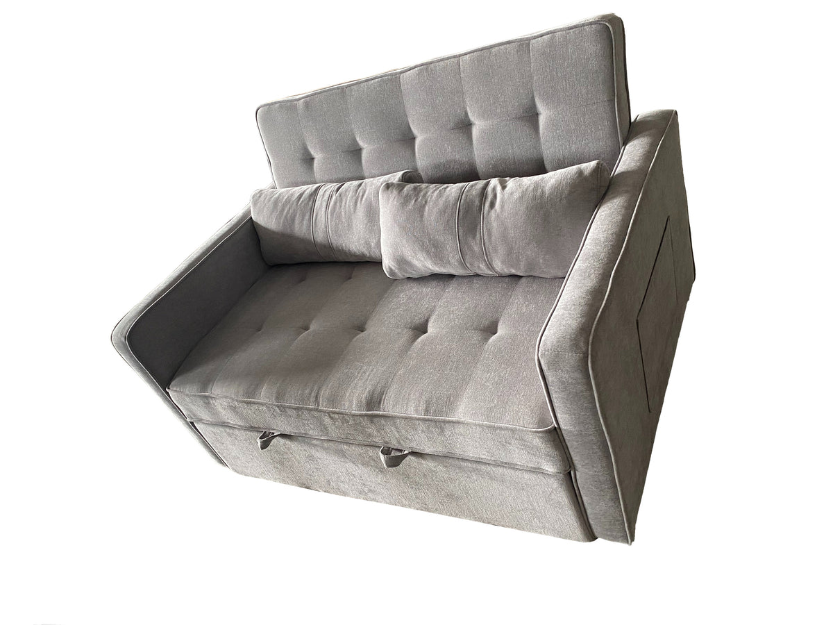 Linen 2-Seater Sofa Bed with Hidden Pull-Out Mattress