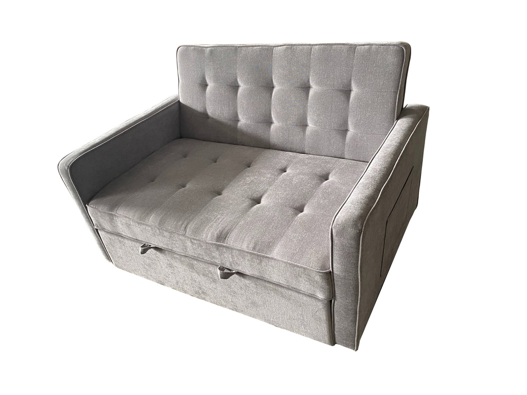 Linen 2-Seater Sofa Bed with Hidden Pull-Out Mattress