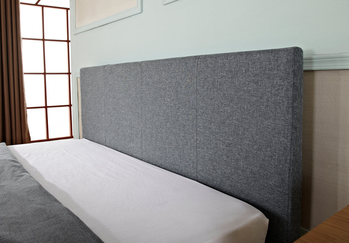 Simple Linen Upholstered Bed | Poplar Wood Slat & Metal Support Frame | Plastic Legs | Budget-Friendly