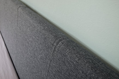 Simple Linen Upholstered Bed | Poplar Wood Slat & Metal Support Frame | Plastic Legs | Budget-Friendly