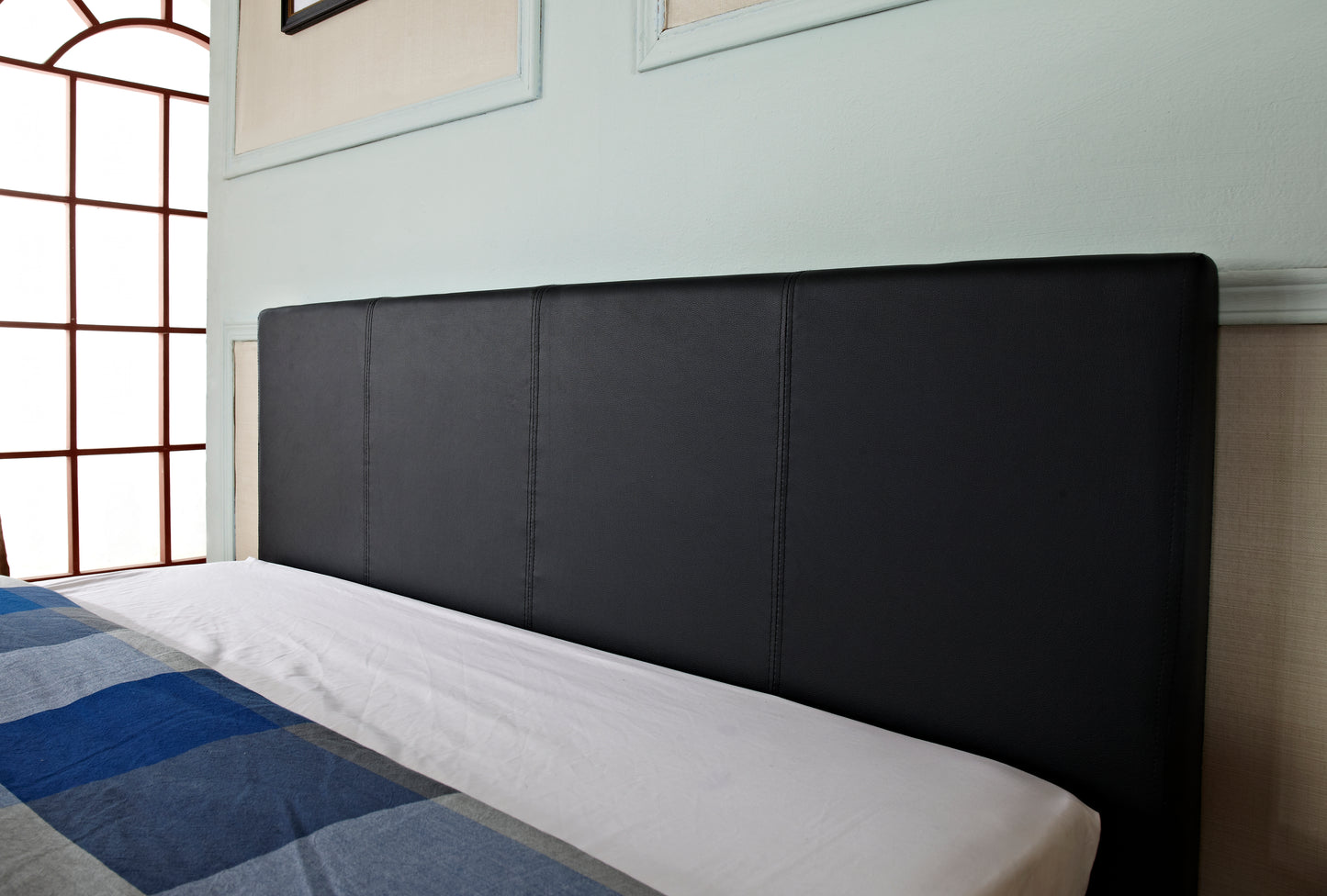 Gas Lift Storage Bed | Faux Leather Upholstery | Poplar Wood Slats & Metal Center Rail Support