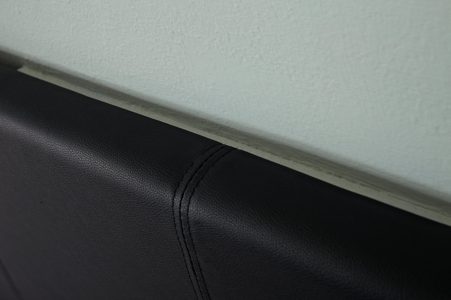 Gas Lift Storage Bed | Faux Leather Upholstery | Poplar Wood Slats & Metal Center Rail Support