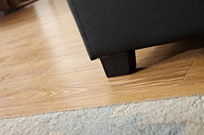 Gas Lift Storage Bed | Faux Leather Upholstery | Poplar Wood Slats & Metal Center Rail Support