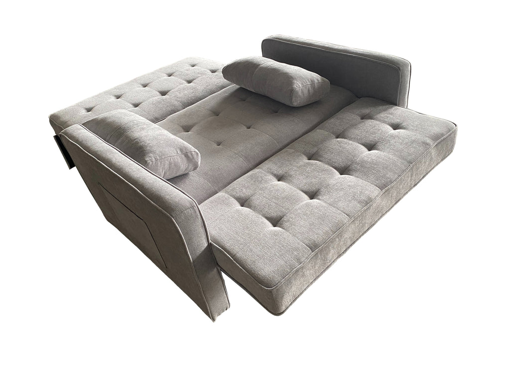 Linen 2-Seater Sofa Bed with Hidden Pull-Out Mattress