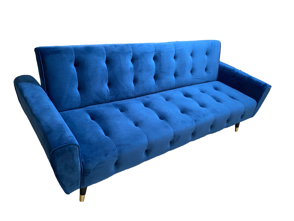 Dutch Velvet Sofa Bed with Solid Rubber Wood Legs