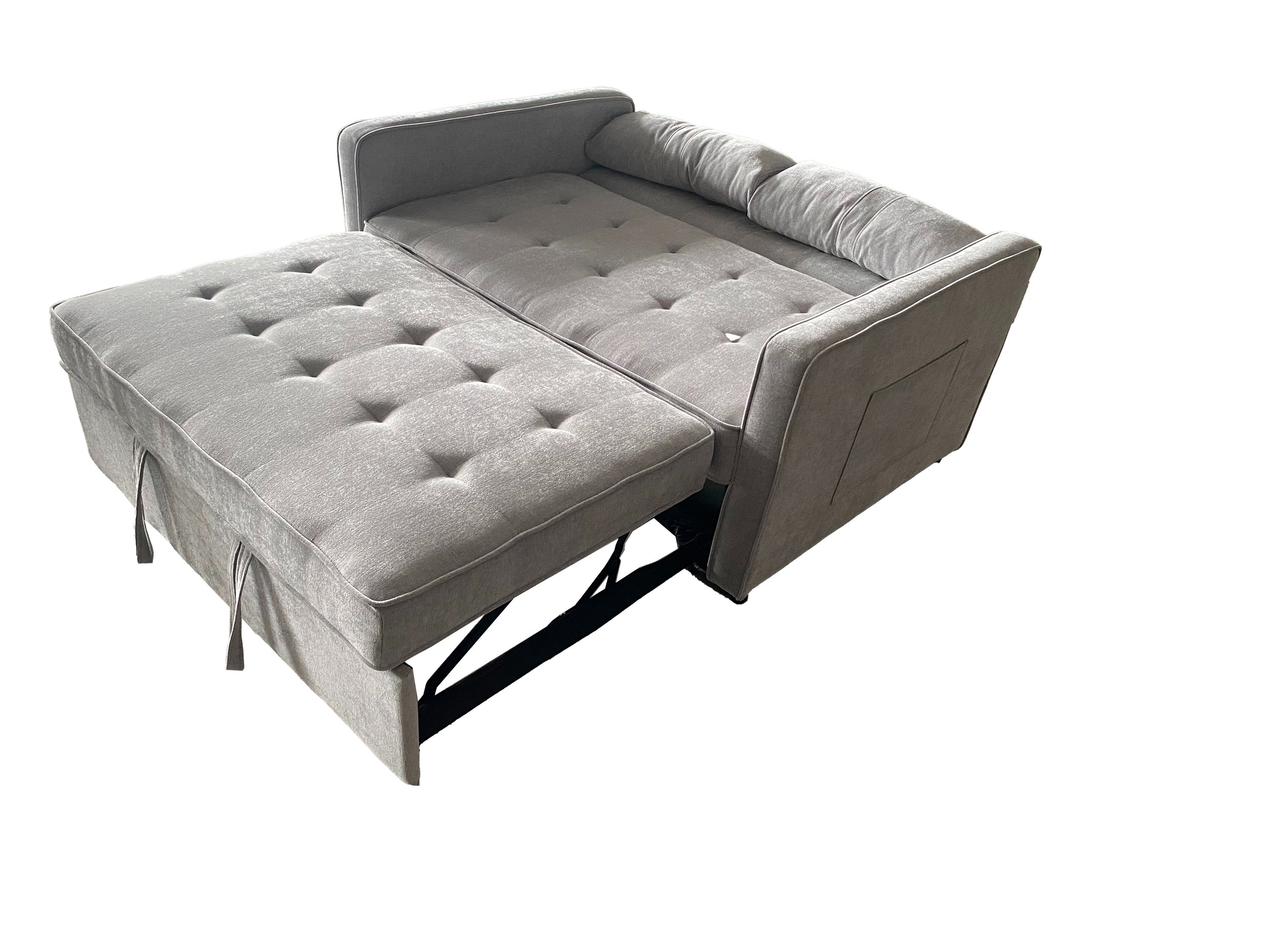 Linen 2-Seater Sofa Bed with Hidden Pull-Out Mattress