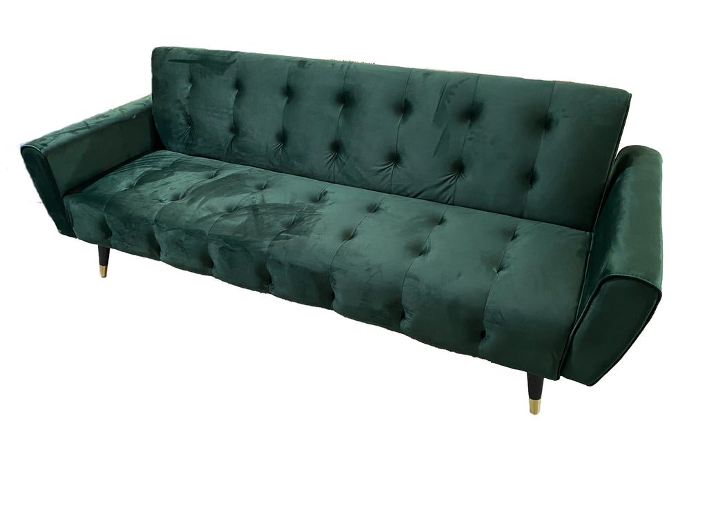 Dutch Velvet Sofa Bed with Solid Rubber Wood Legs