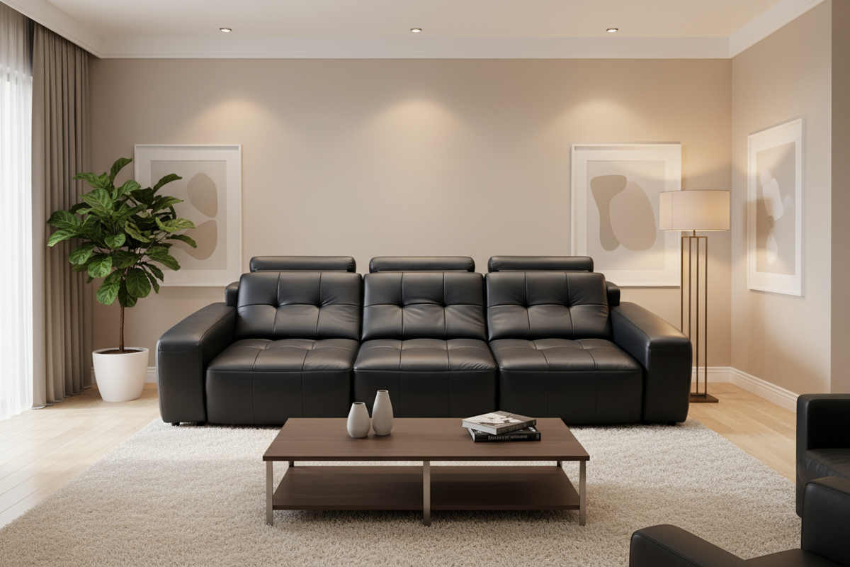 Black Leather Sofa with Background
