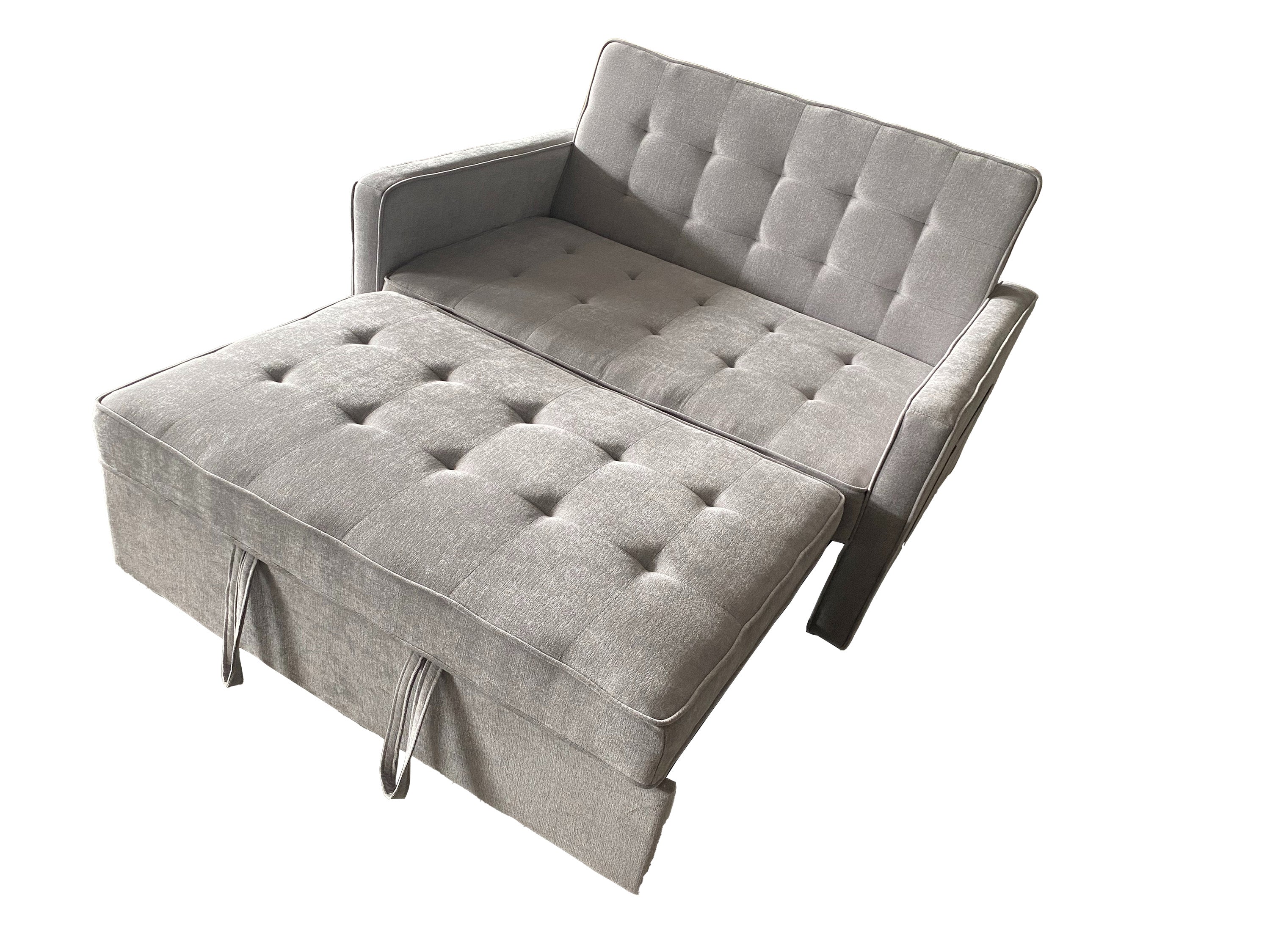 Linen 2-Seater Sofa Bed with Hidden Pull-Out Mattress