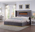 Dutch Velvet Fireplace Bed with Rose Gold Stainless Steel Trim