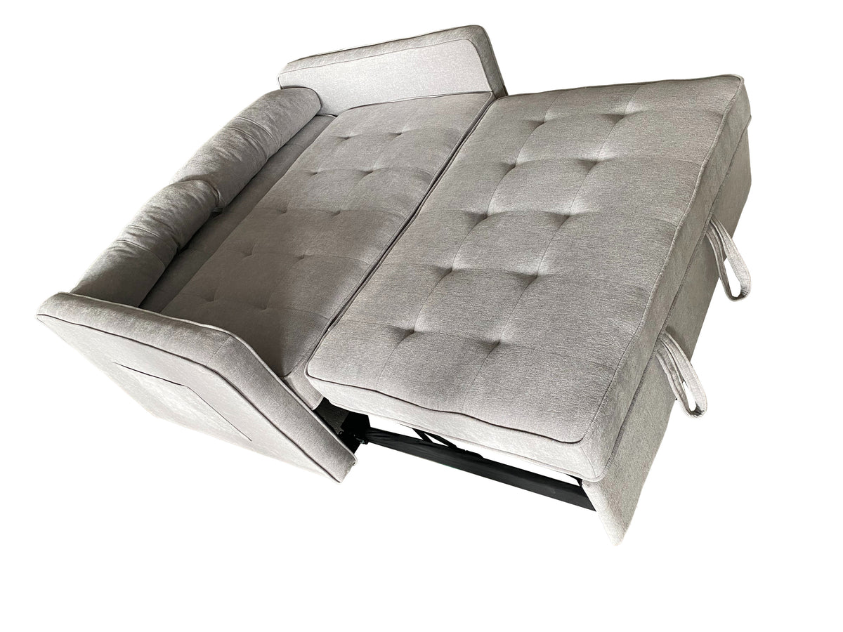 Linen 2-Seater Sofa Bed with Hidden Pull-Out Mattress