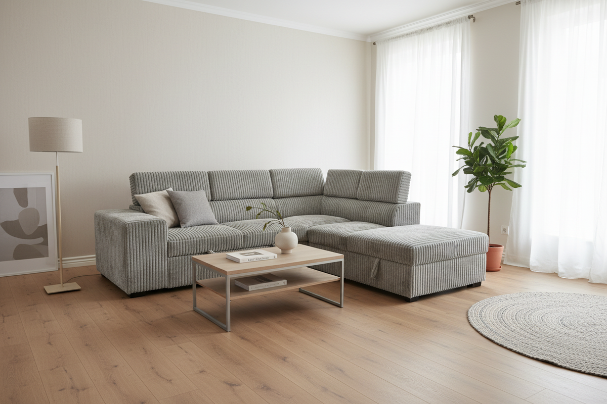 L-Shaped Sofa with Living Room Background