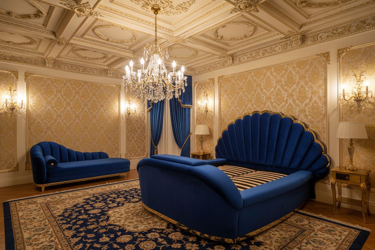 Royal Blue Shell Bed - Palace Style